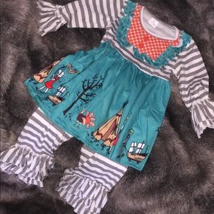 3T Thanksgiving pilgrim Striped Outfit